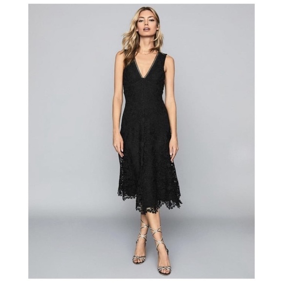 Reiss Dresses & Skirts - REISS Black Barbara Lace Midi Dress Size 4